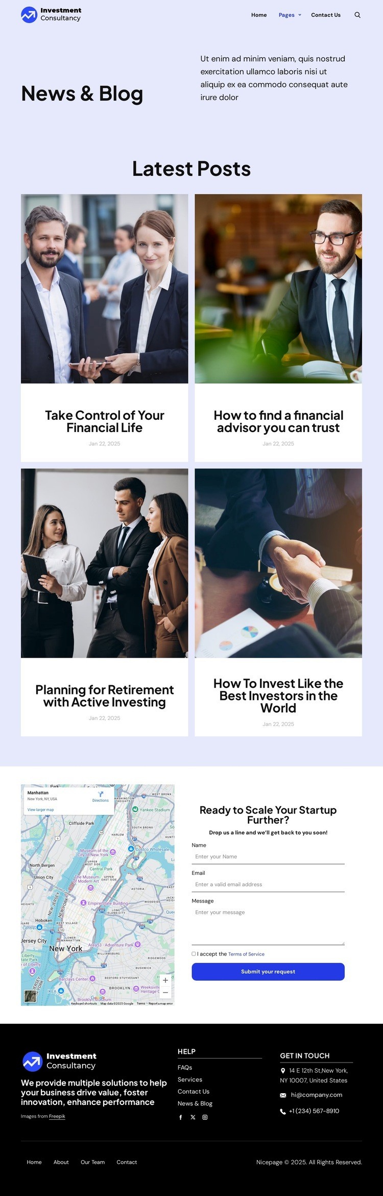 News and blog Web Page Design