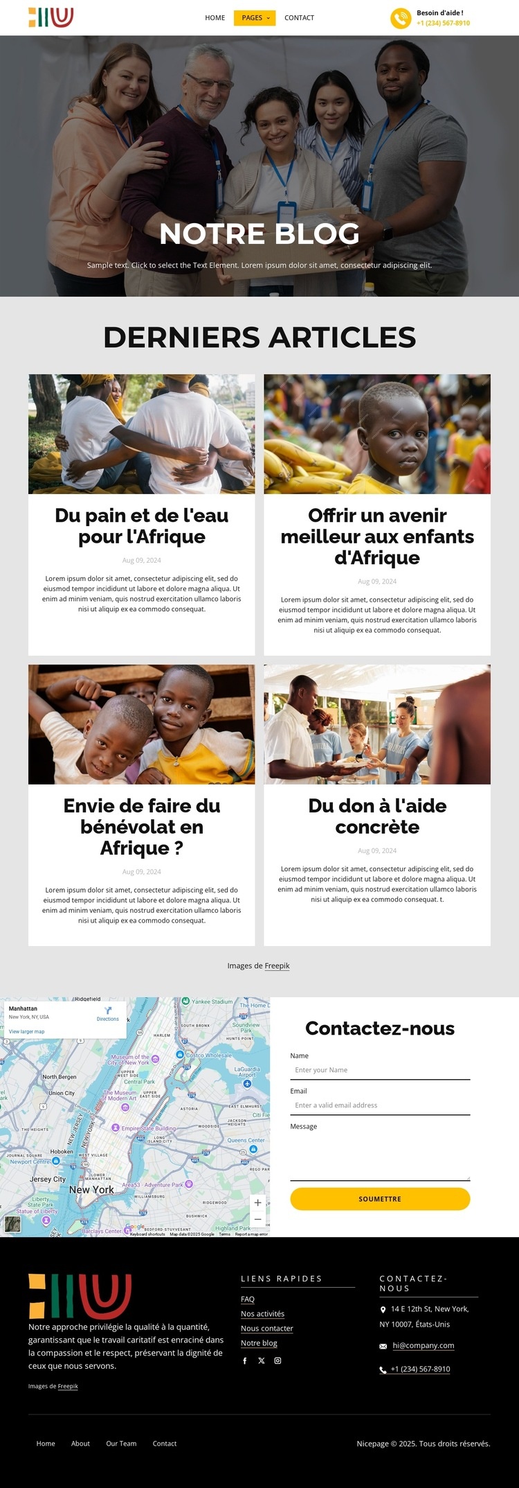 Blog Transformer des vies Maquette de site Web