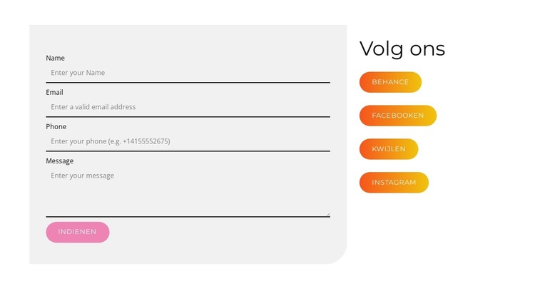 Innovatieve sociale media Website sjabloon