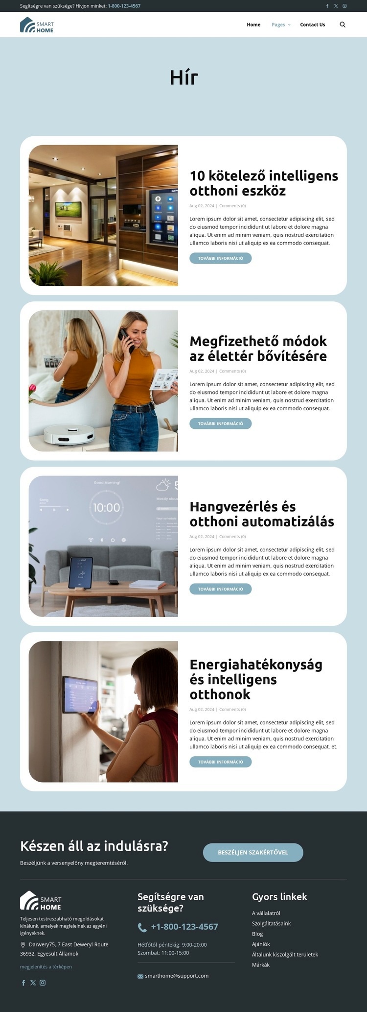 Okos megoldások blog Weboldal sablon