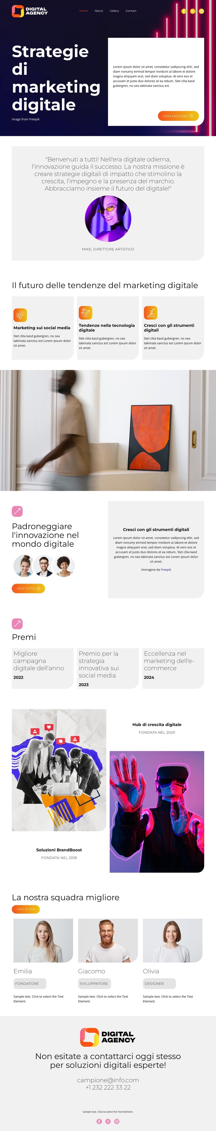 Strategie di marketing digitale Modello di sito Web