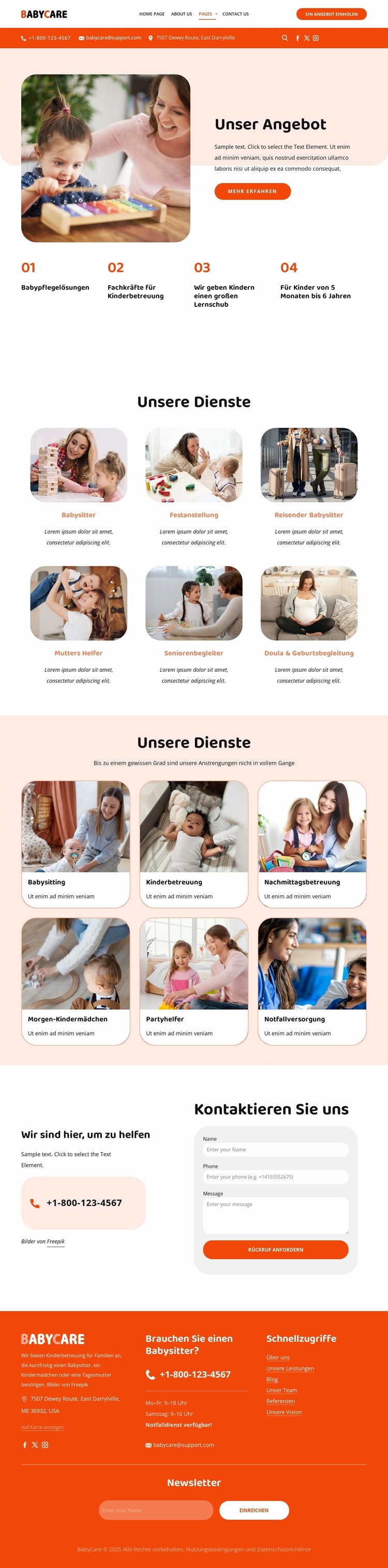Babysitter-Service Joomla Vorlage