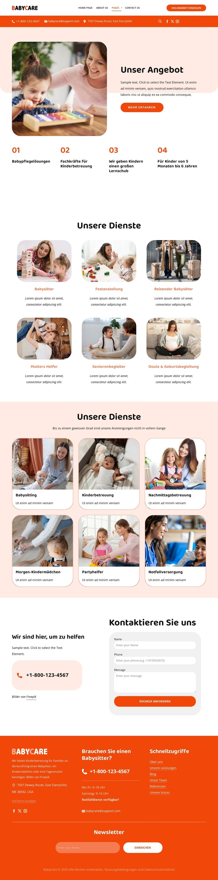 Babysitter-Service Website-Vorlage