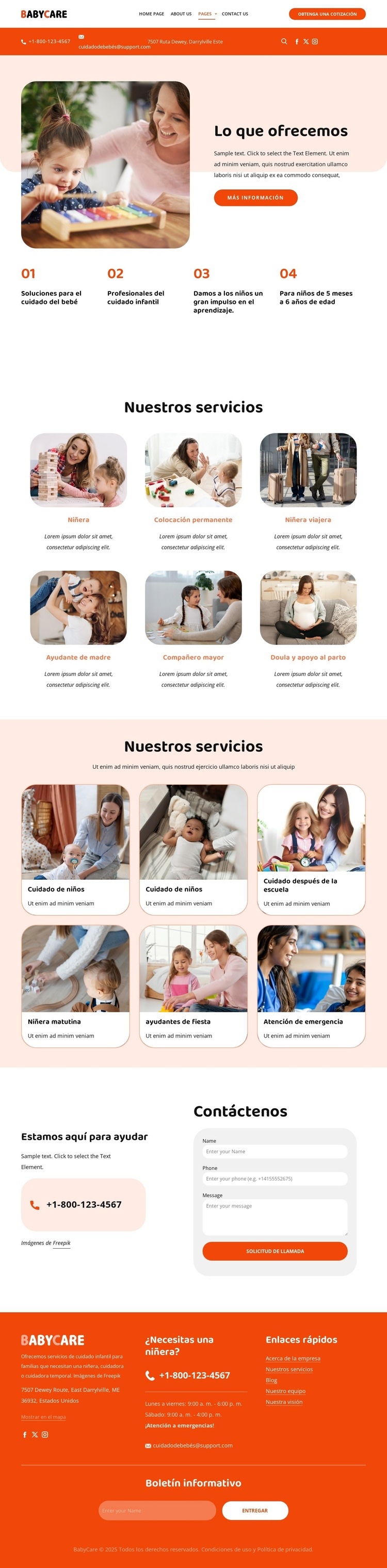 Servicios de niñera Plantilla HTML5