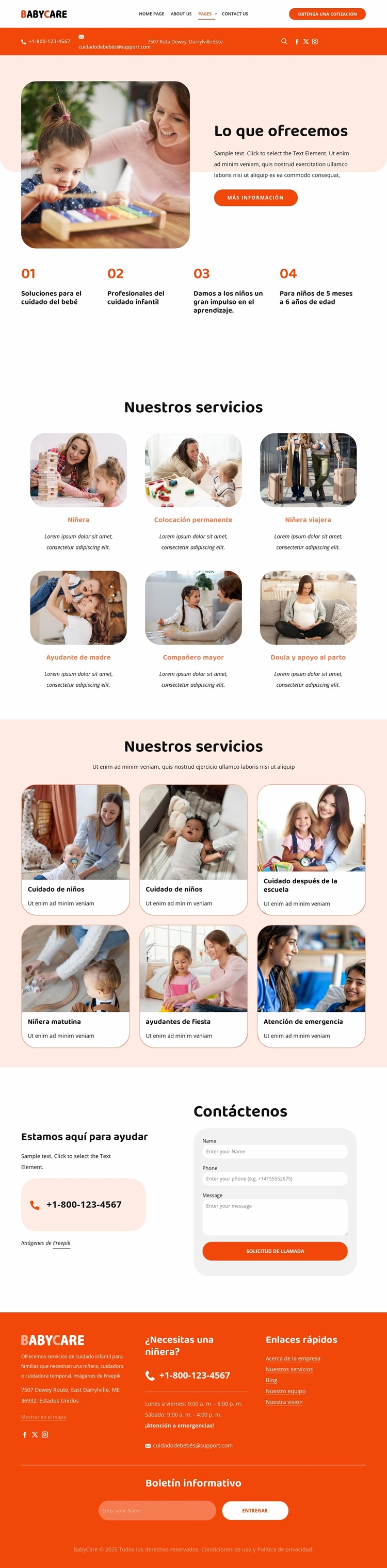 Servicios de niñera Plantilla Joomla