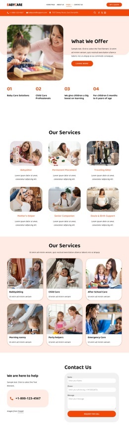 Babysitting Services - Responsive Homepage Design