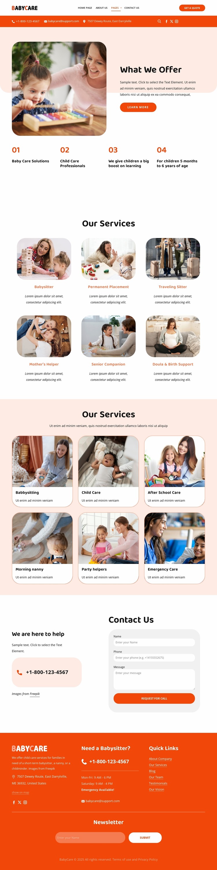 Babysitting services Html Website Builder