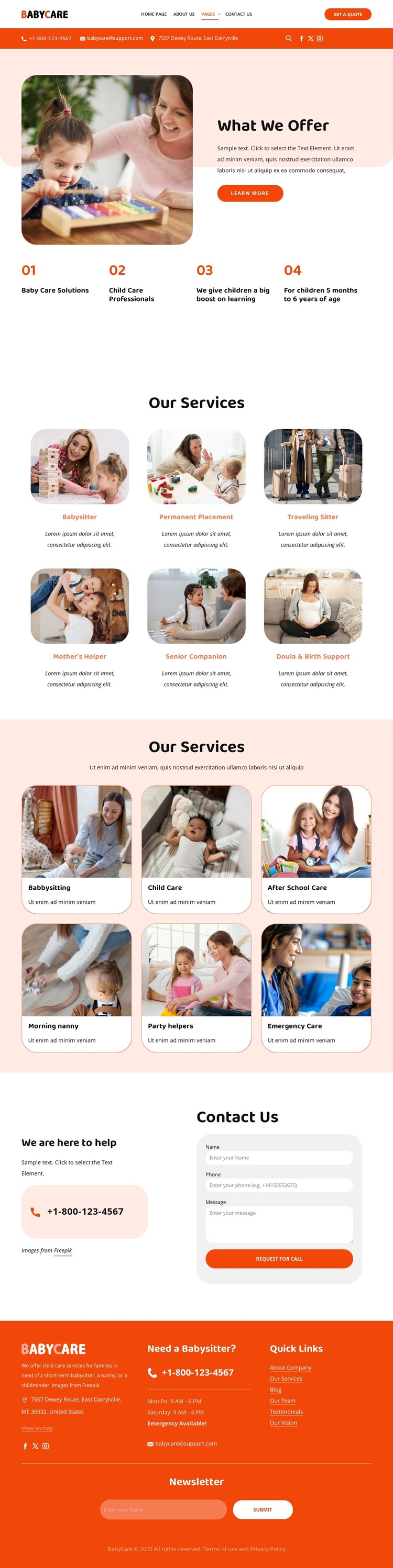 Babysitting services HTML5 Template