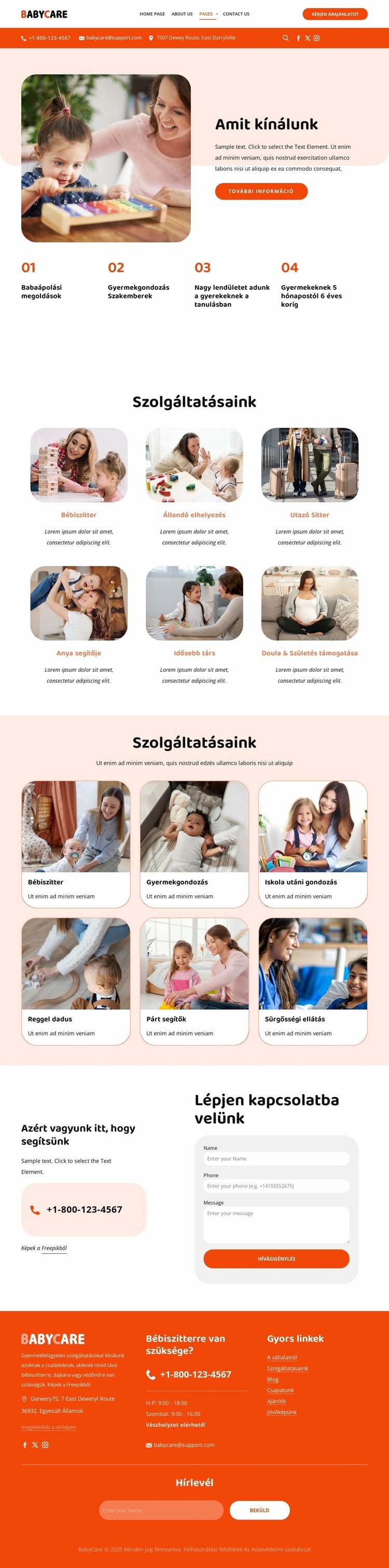 Gyermekfelügyeleti szolgáltatások HTML Sablon