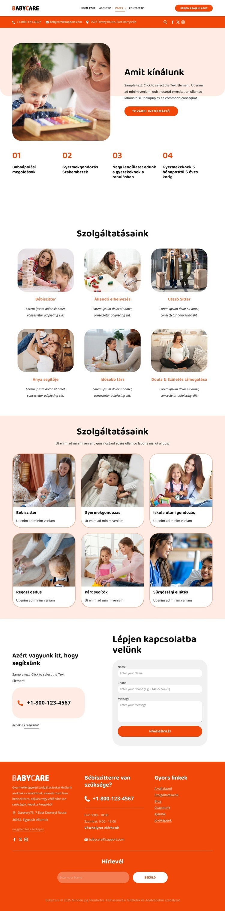 Gyermekfelügyeleti szolgáltatások Sablon