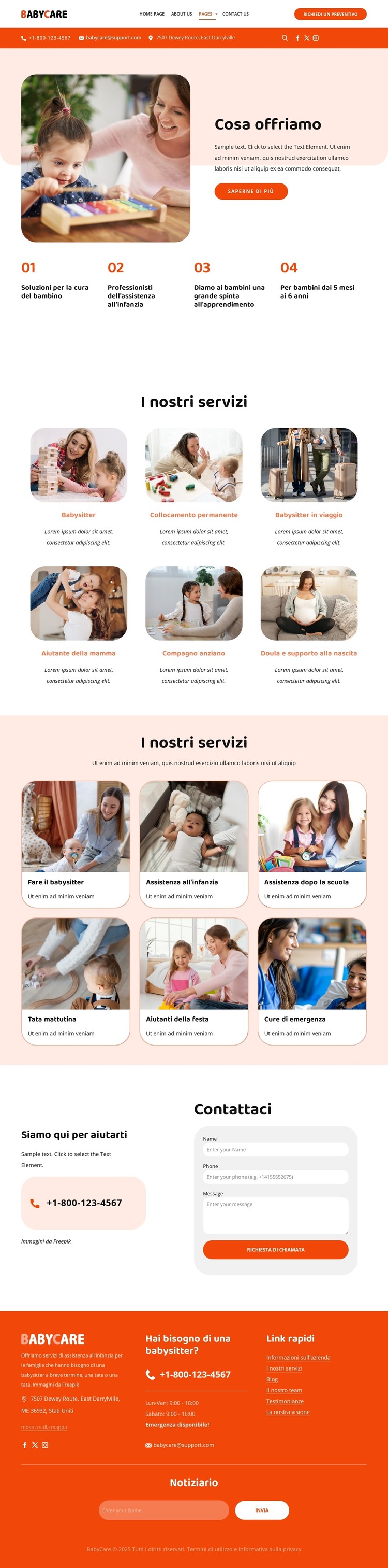 Servizi di babysitting Modello HTML