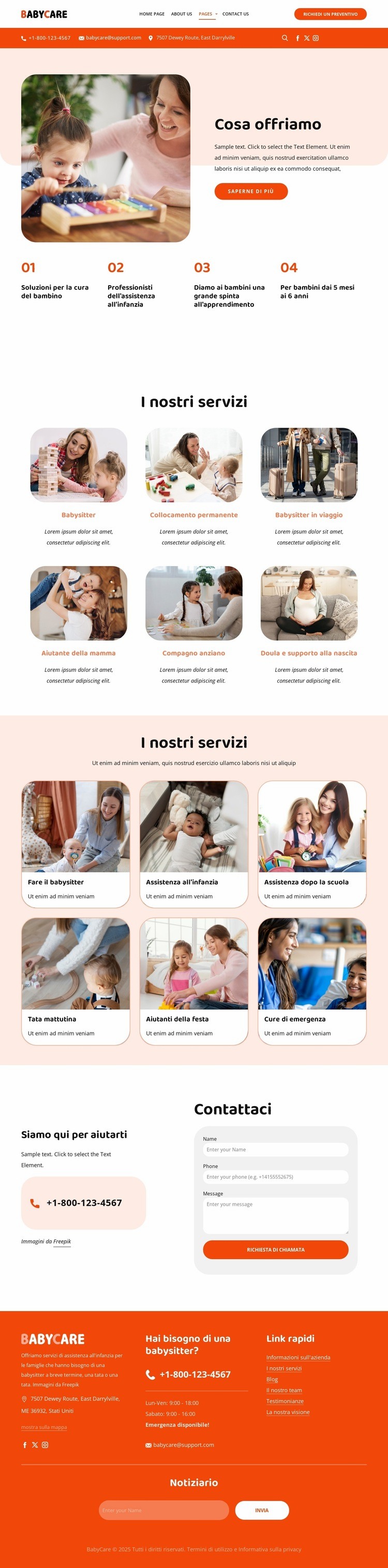 Servizi di babysitting Modello HTML5