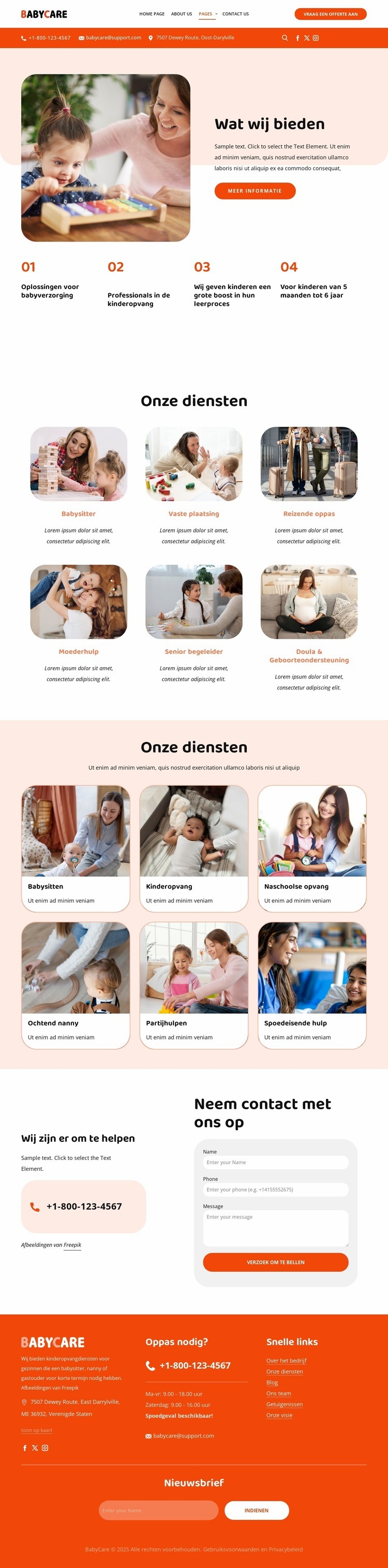 Babysitservices Website ontwerp