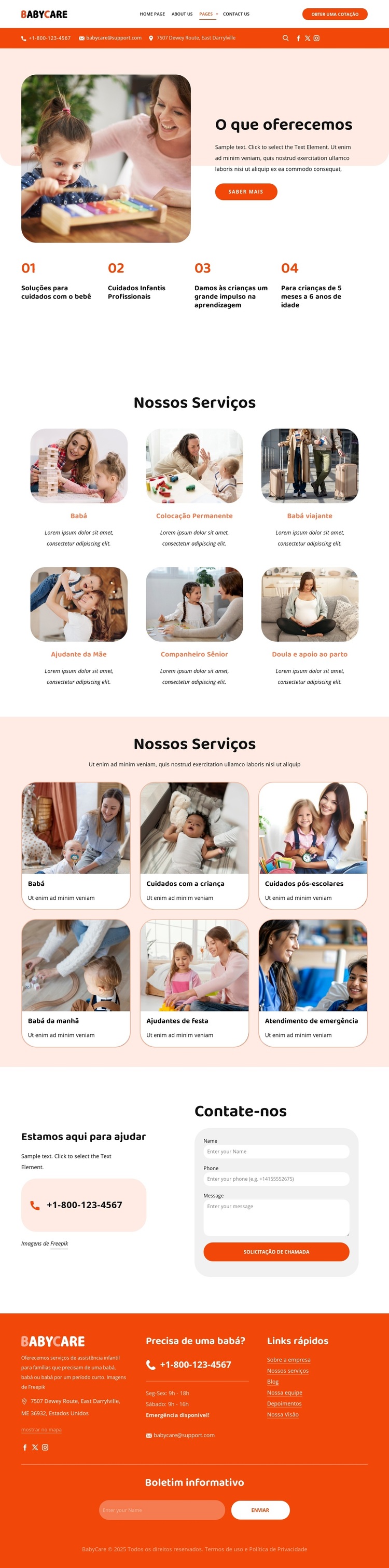 Serviços de babá Tema WordPress