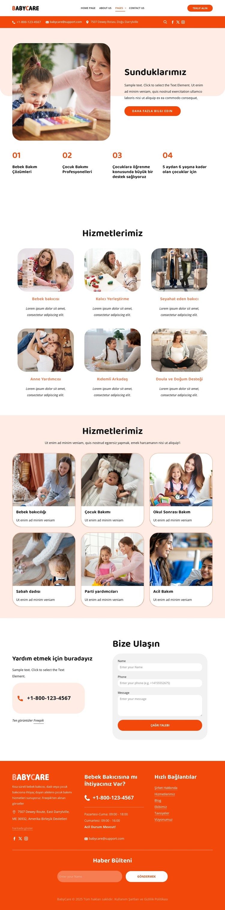 Bebek bakıcılığı hizmetleri CSS Şablonu