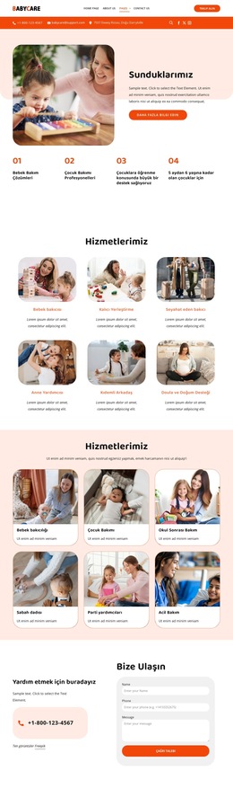 Bebek bakıcılığı hizmetleri Web Sitesi Şablonları