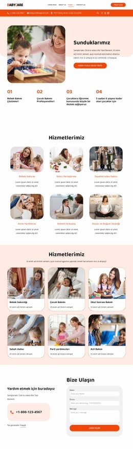 Bebek bakıcılığı hizmetleri Web Sitesi Tasarımları