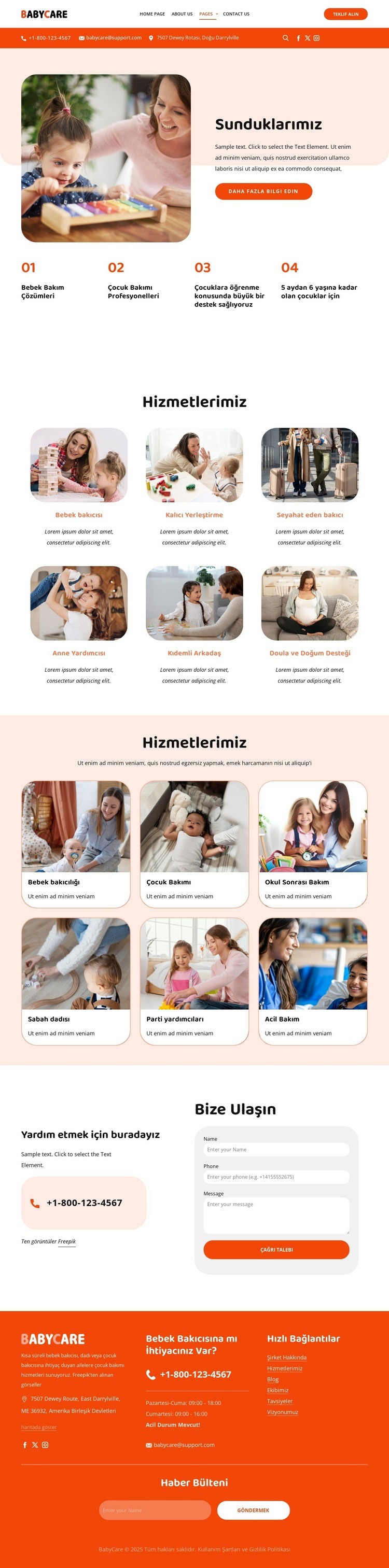 Bebek bakıcılığı hizmetleri Web sitesi tasarımı