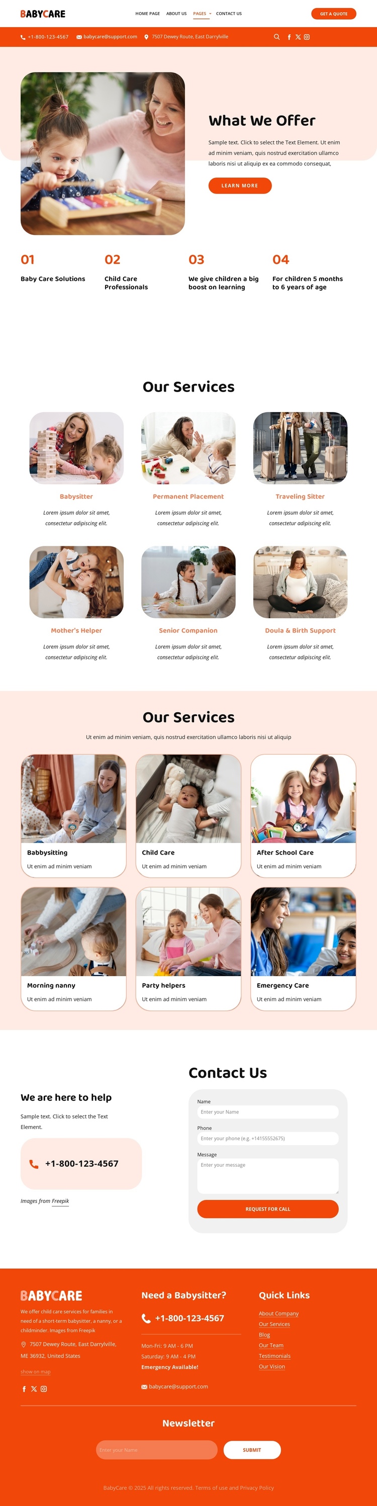 Babysitting services Website Builder Software