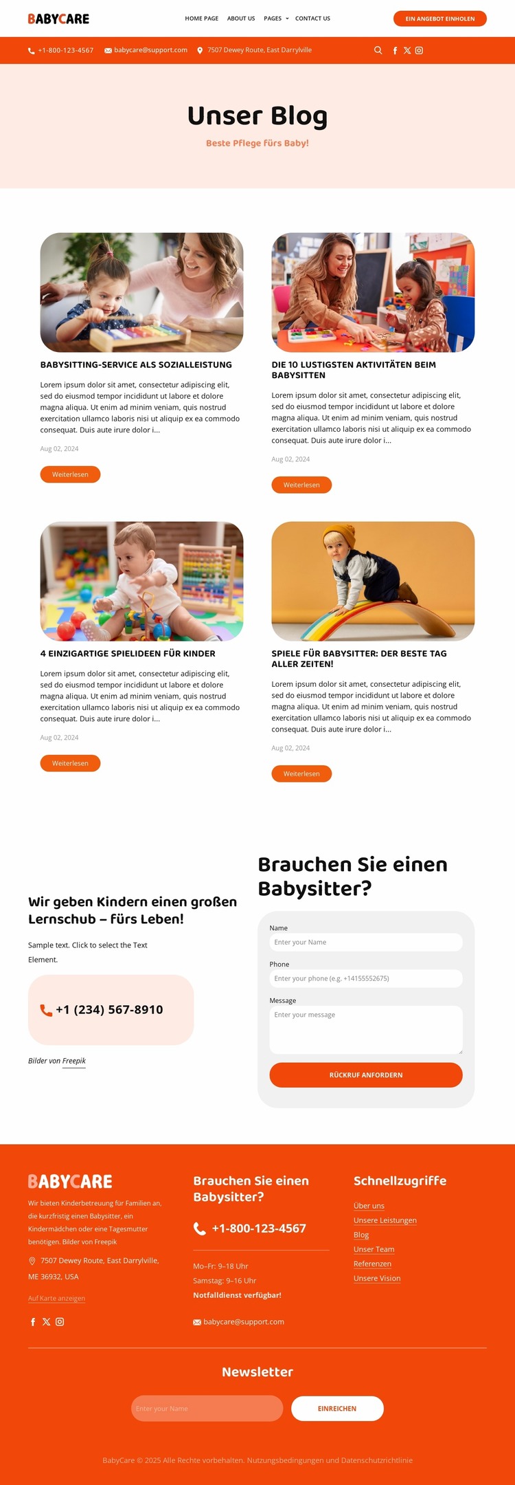 Babysitting-Blog Joomla Vorlage
