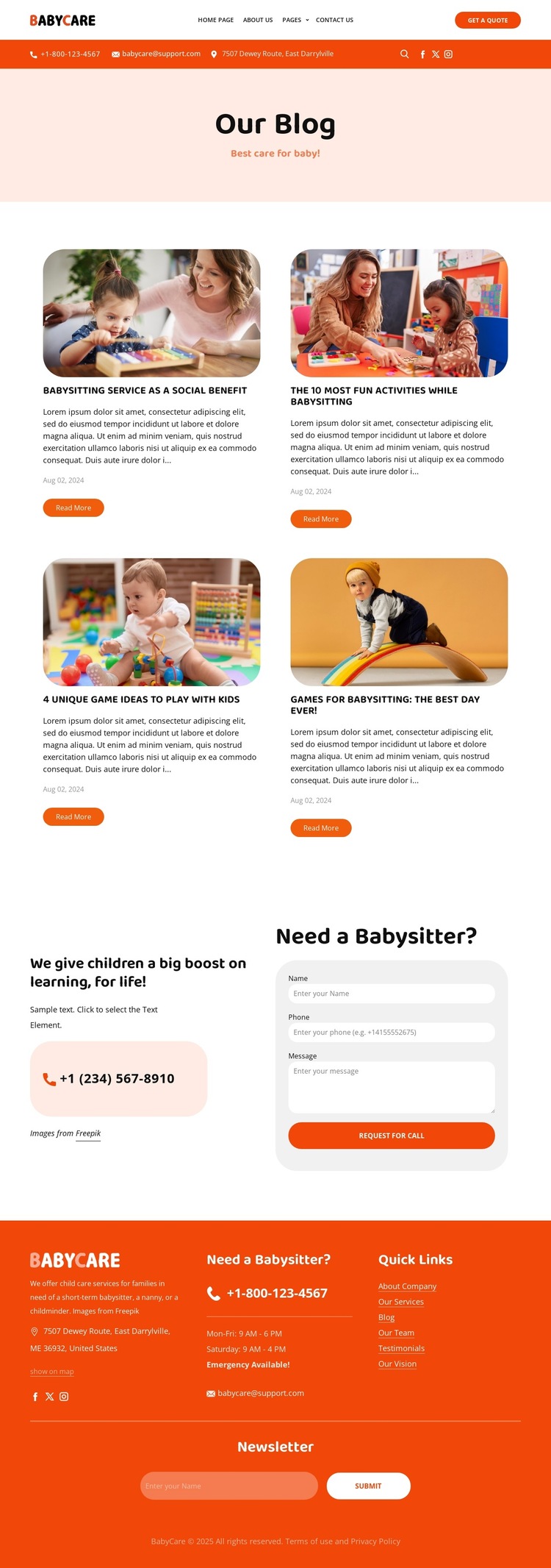 Babysitting blog HTML5 Template