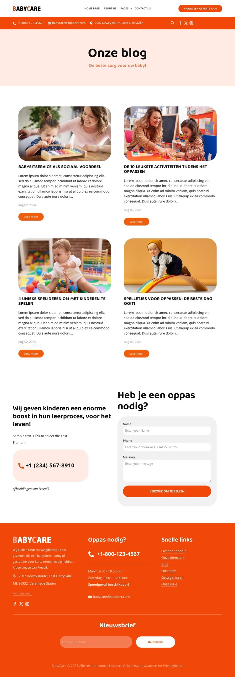 Babysitblog Website sjabloon