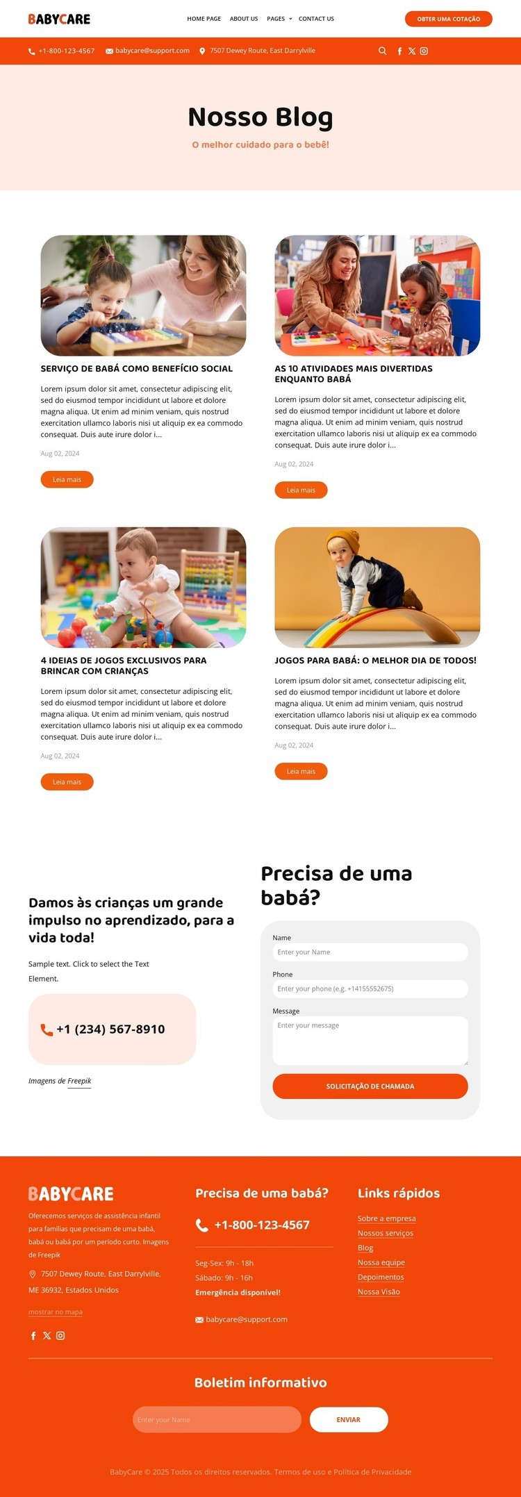 Blog de babá Modelo HTML5