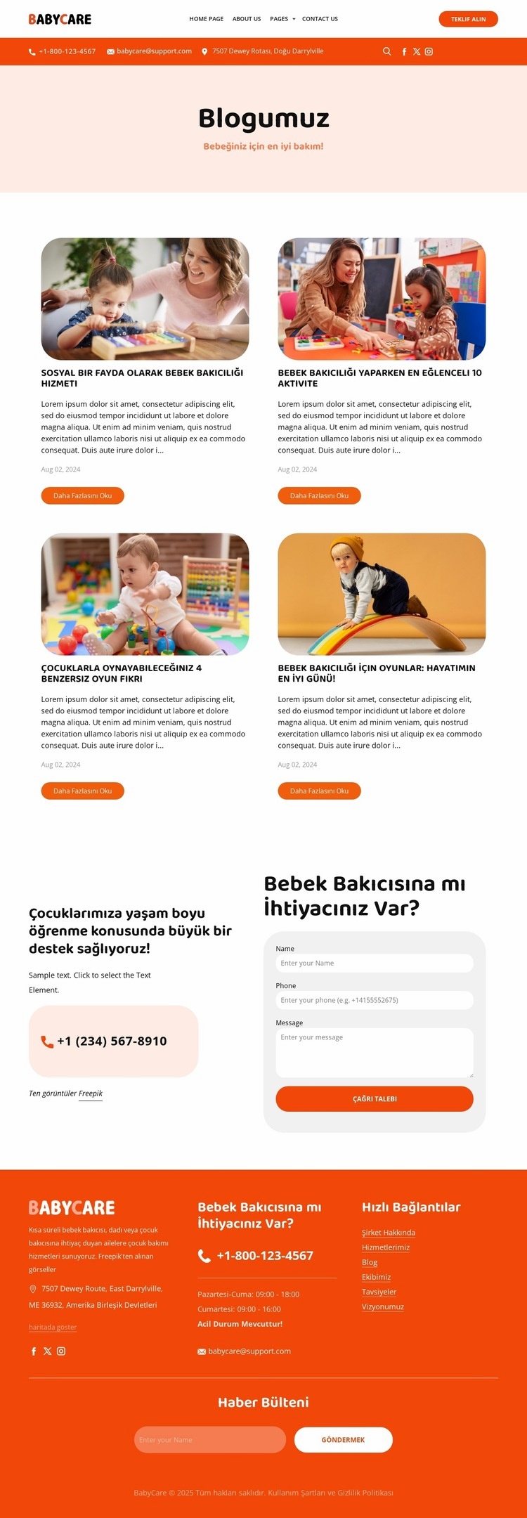 Bebek bakıcılığı blogu Şablon