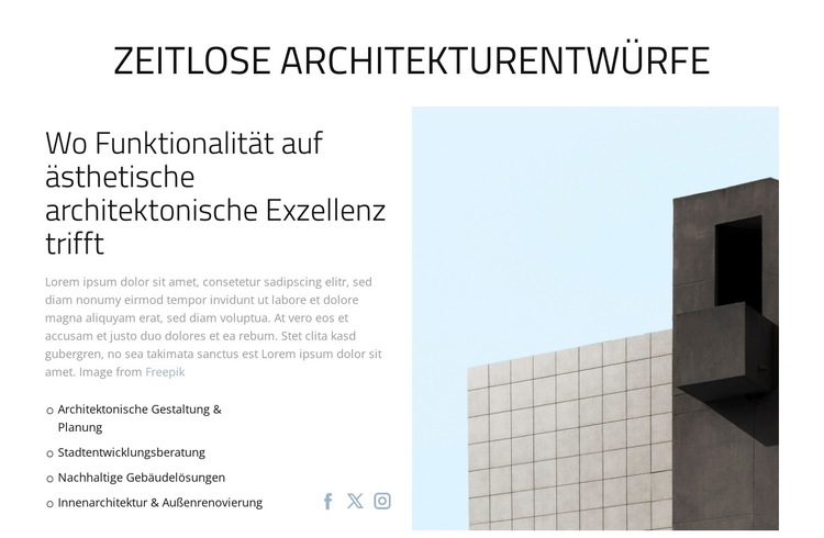 Zeitlose Architekturentwürfe Website-Vorlage