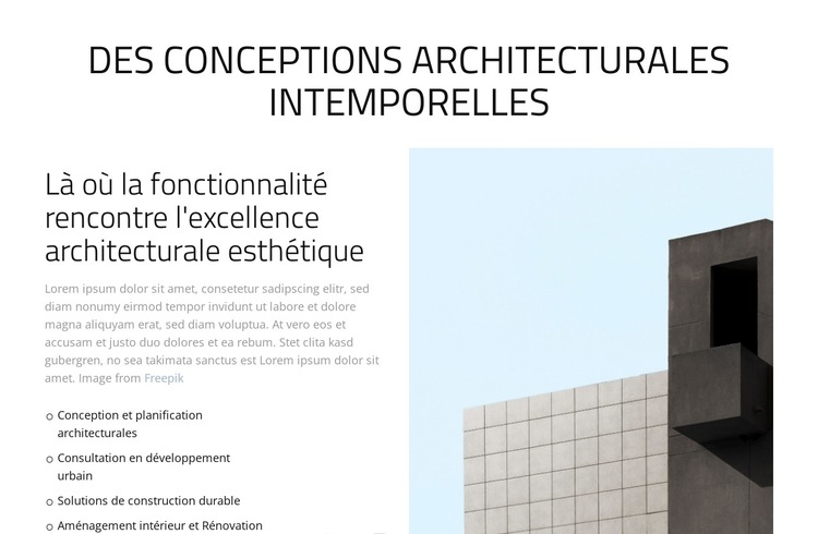 Des conceptions architecturales intemporelles Modèle de site Web