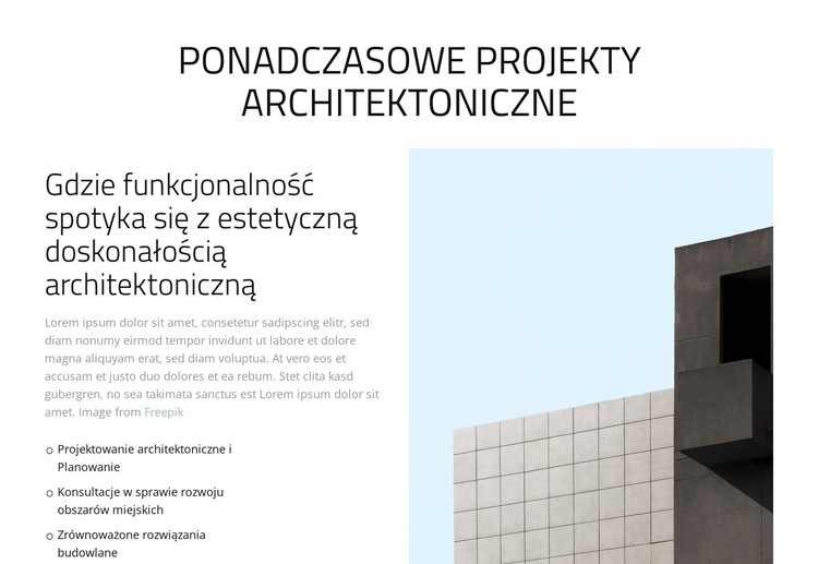 Ponadczasowe projekty architektoniczne Szablon witryny sieci Web