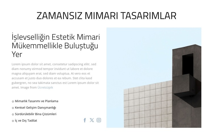 Zamansız Mimari Tasarımlar HTML Şablonu