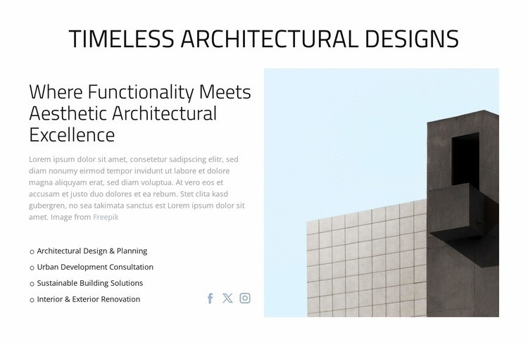 Timeless Architectural Designs Web Page Design