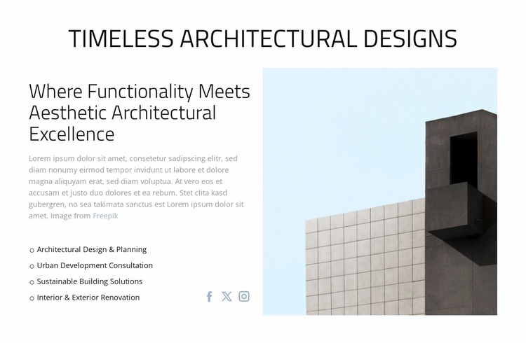 Timeless Architectural Designs Landing Page