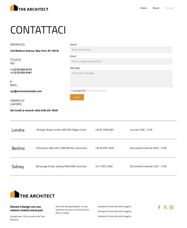 Eccellenza architettonica estetica Modello di sito Web