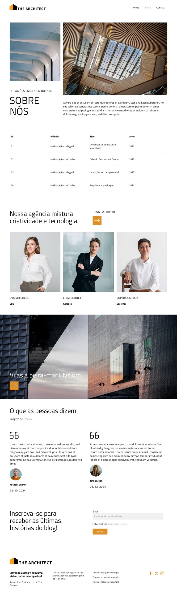 Uma estrutura de cada vez Modelo de site