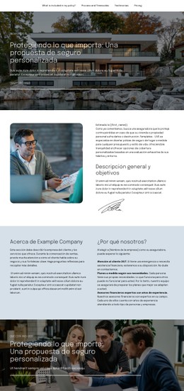 Propuesta De Seguro Plantilla De Sitio Web CSS