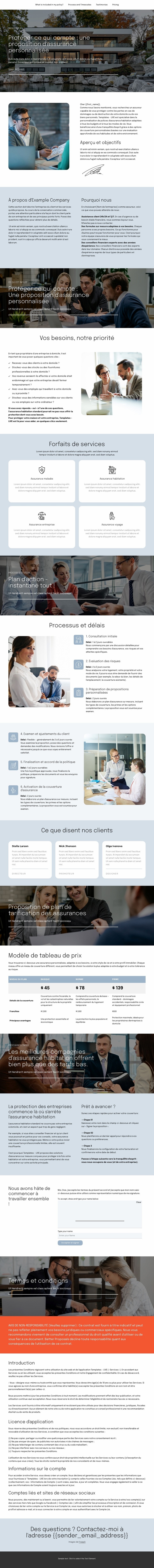 Proposition d'assurance Maquette de site Web