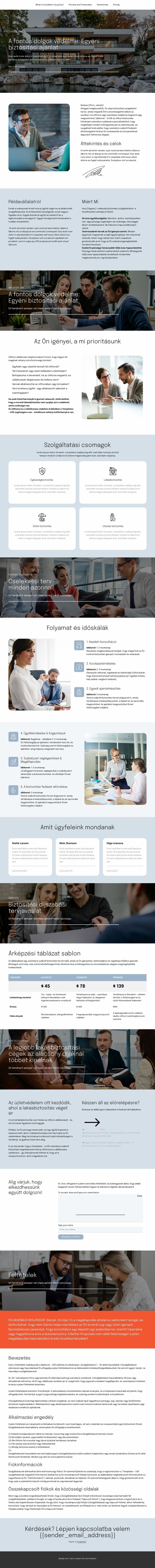 Biztosítási javaslat HTML Sablon