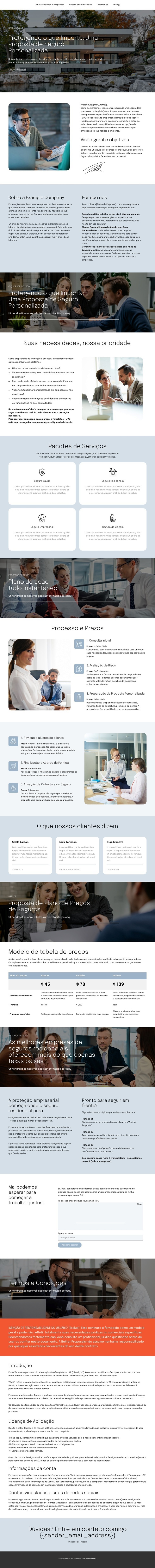Proposta de seguro Design do site
