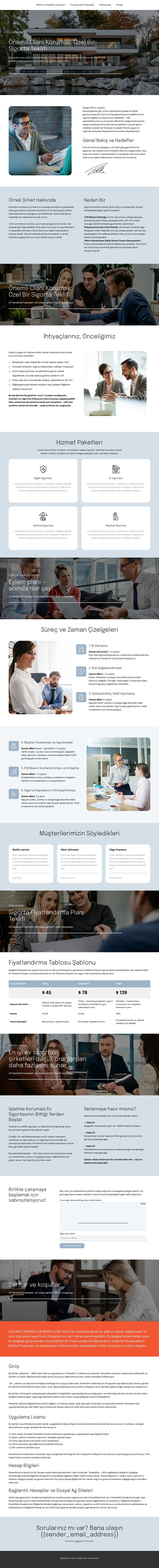 Sigorta teklifi Web Sitesi Şablonu