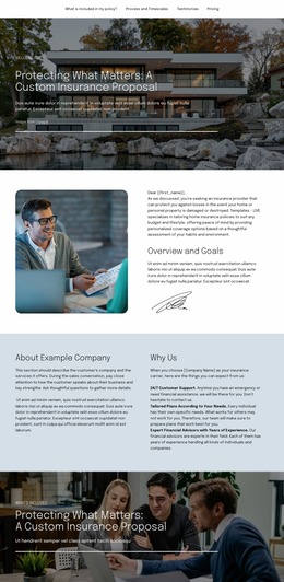 Insurance Proposal - Customizable Professional Website Mockup