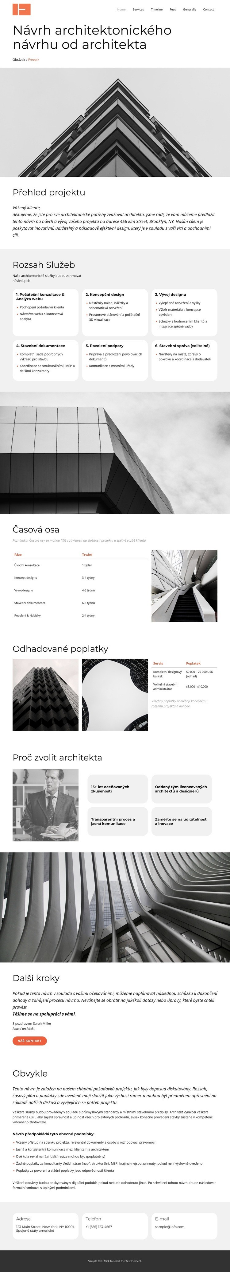 Návrh architektonických služeb Šablona HTML