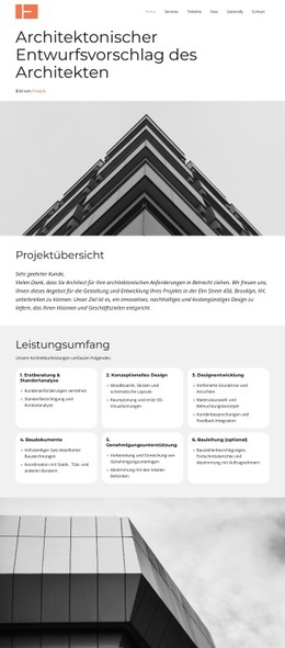Angebot für Architekturdienstleistungen HTML5-Vorlagen