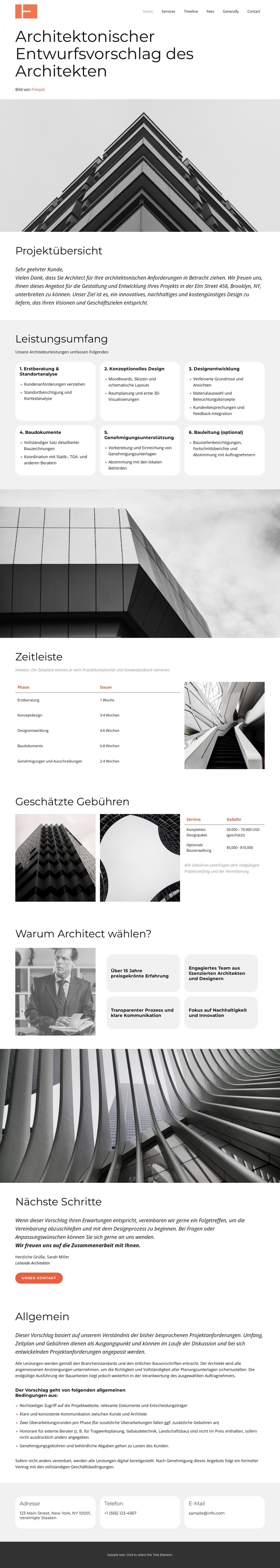 Angebot für Architekturdienstleistungen WordPress-Theme