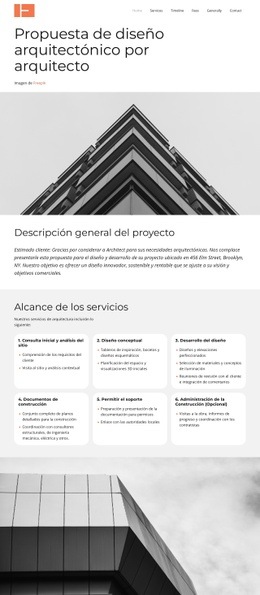Propuesta de servicios de arquitectura Páginas de destino