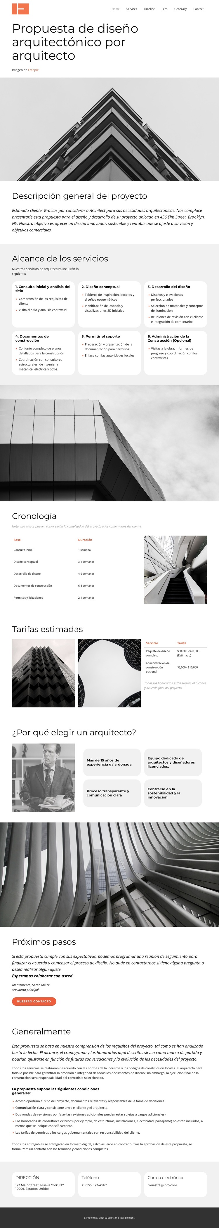 Propuesta de servicios de arquitectura Plantilla de sitio web