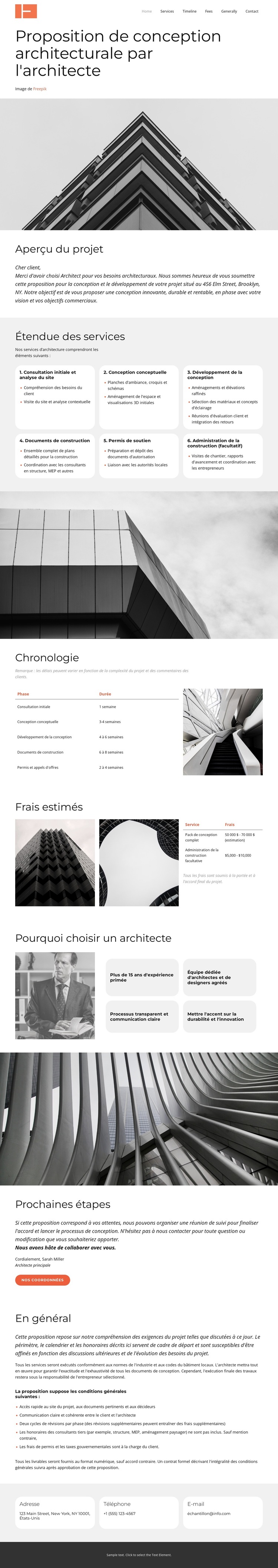 Proposition de services d'architecture Modèle de site Web
