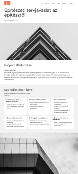 Építészeti szolgáltatásokra vonatkozó javaslat HTML Sablonok