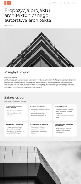 Propozycja usług architektonicznych Szablony witryn internetowych